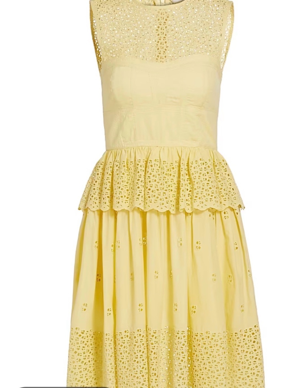 Ulla Johnson Yellow Eyelet Peplum Midi Dress